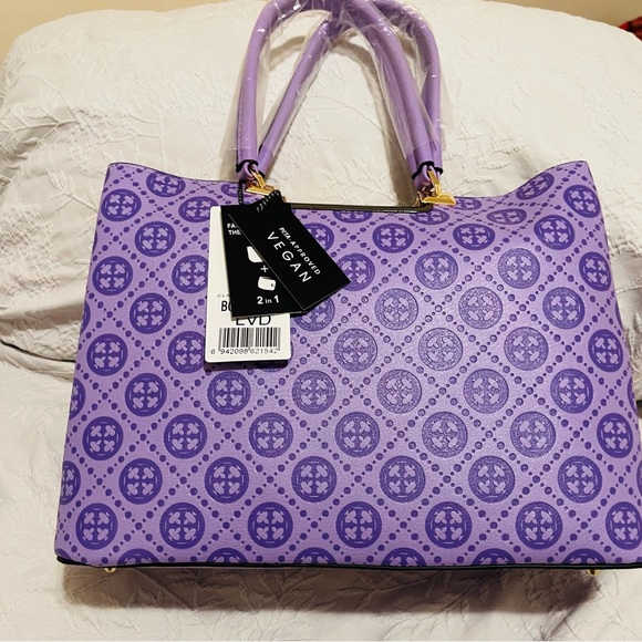 unbranded Handbags - Purple purse large stunning gift new with clutch 2 piece set VEGAN LEATHER